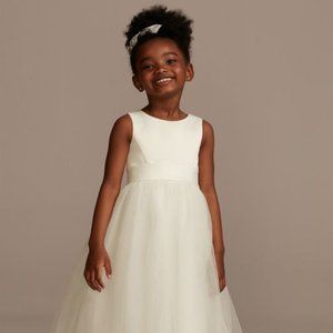 David's Bridal Satin Flower Girl Dress - 18m (New w/ tags)